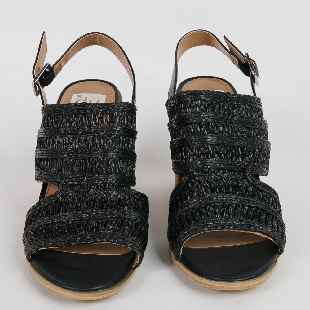 Dolce Vita Black Sandal Heels w/Brown Chunky Heel - NWOT - Size 9.5